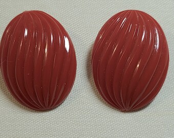 Vintage WEST GERMANY Red Oval Ear Clips