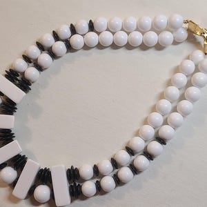 Vintage MONET Black and White Chunky Beaded Necklace