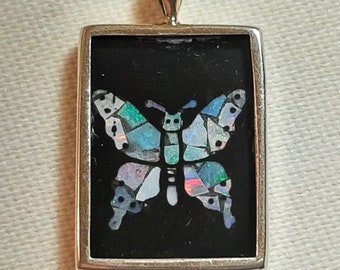 Vintage Sterling Silver Pendant Necklace with Butterfly