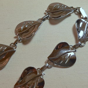 Vintage CORO Leaf-Link Choker Necklace, Silver Tone