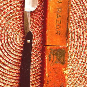 Antique Vintage Straight Razor  By Larkin Barber Mens shaver with Original  Case Fathers Day or  Birthday