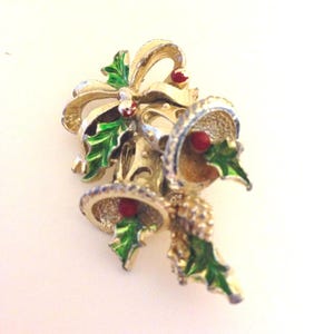 Gerry&#39;s Vintage Christmas  Holiday Brooch  Pin of Holly and Bells 1950&#39;s Gift Womens Accessory Christmas Pin Christmas gift vintage