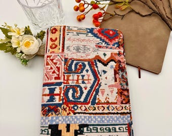Maya Inca Fabric Embroidery Book Cover|Fabric Dust Jacket|Compact Bible Cover|Book Pouch|Book Protector|Book Sleeve|Bookmark
