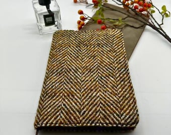Brown Tweed Herringbone Style Rustic Vintage Book Cover|Fabric Dust Jacket|Bible Cover|Book Pouch|Book Protector|Book Sleeve|Bookmark