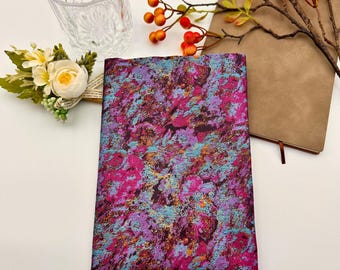 Japan Bluestone-Inspired Purple Embroidery Book Cover|Fabric Dust Jacket|Compact Bible Cover|Book Pouch|Book Protector|Book Sleeve
