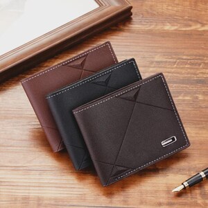 Schlanke, zweifache Brieftasche aus PU-Leder für Herren - Einfarbiger minimalistischer Kartenhalter, offene Brieftasche, Geschenk für ihn