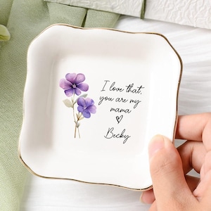 Personalized Floral Trinket Dish For Mom,Custom Flower Ring Dish,Mother Trinket Tray For Her,Wedding Gift,Mother&#39;s Day Gifts,Gift For Mom