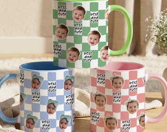 Mug photo rétro personnalisé pour bébé, cadeaux personnalisés pour la fête des pères, meilleure tasse de tous les temps pour papa, cadeau d'anniversaire de papa pour lui, cadeau photo pour nouveau papa grand-père