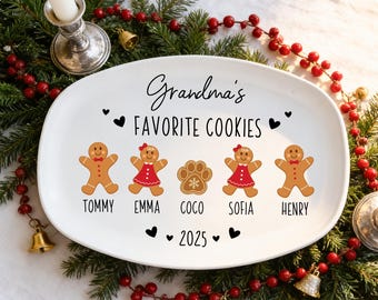 Assiette à biscuits préférée de grand-mère, assiette familiale en pain d'épice personnalisée, assiette de Noël de grand-mère, cadeau de Noël de grand-mère, cadeaux grand-mère, fête des mères