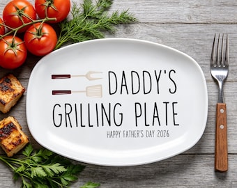 Plato para asar de papá, bandeja personalizada para servir, regalo del Día del Padre de parte de los hijos, regalo para papá amante de la barbacoa, regalos de cumpleaños para papá maestro de la parrilla