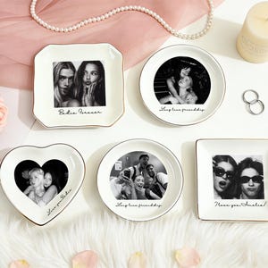 Plato para anillos con foto personalizado: Plato para joyas personalizado, Plato para baratijas de mejores amigas, Regalo para hermanas del alma, Regalo de bodas, Propuesta de dama de honor