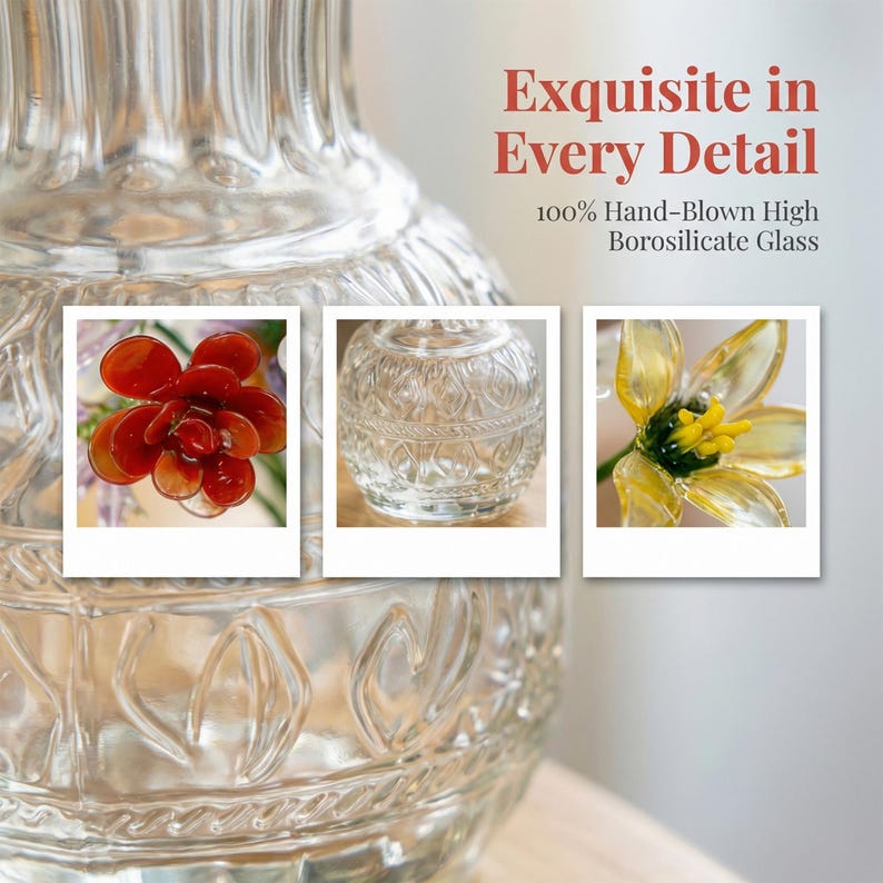 Handmade Glass Birth Flowers Bouquet,Personalized Birth Month Glass Flower With Vase,Mini Birth Flower Gift For Her,Teacher Appreciation image 7