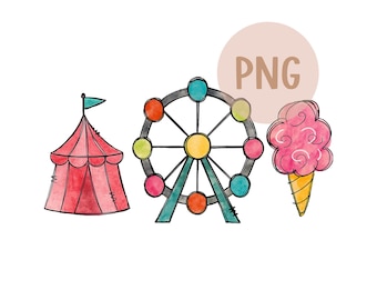 Fair Carnival Farris Wheel Download Clipart PNG, Sublimation Transfer Design, DTF, County Fair Women’s, Kids Shirt Design PNG