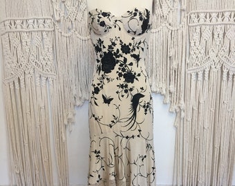 SAMPLE SALE - Dreamweaver - Vintage silk embroidered boho ethical strapless wedding dress XS