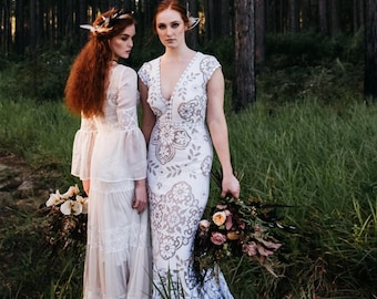 SAMPLE SALE - Twilight - Vintage cotton lace boho ethical wedding dress XL