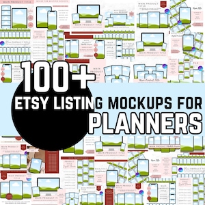 Etsy Listing Mockup Canva bundle, Etsy Mockup Planners Journal, Drag and Drop Mockups, Done For You Mockup Templates, Planner Mockup