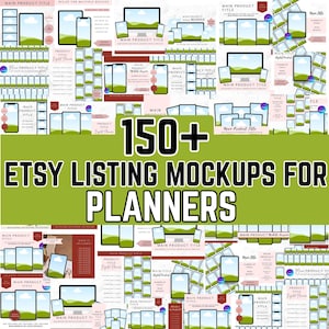 150+ Listing Mockup Canva Editable Templates Bundle, Etsy Mockup Planners Journal, Drag and Drop Mockups, Digital Product Mockup