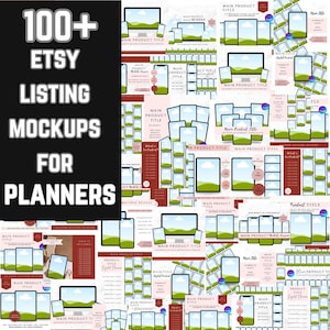 Etsy Mockup Planners Journal Bundle, Etsy Listing Mockup Canva Editable Templates, Digital Product Mockup, Drag and Drop Mockups