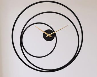 Modern Spiral Metal Wall Clock, Black Minimalist Geometric Wall Clock,Unique Silent Clock Gift,  Large Decorative Wall Clock, Metal Wall Art