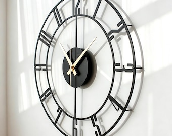Modern Metal Wall Clock: Oversized Silent Clock with Numbers
