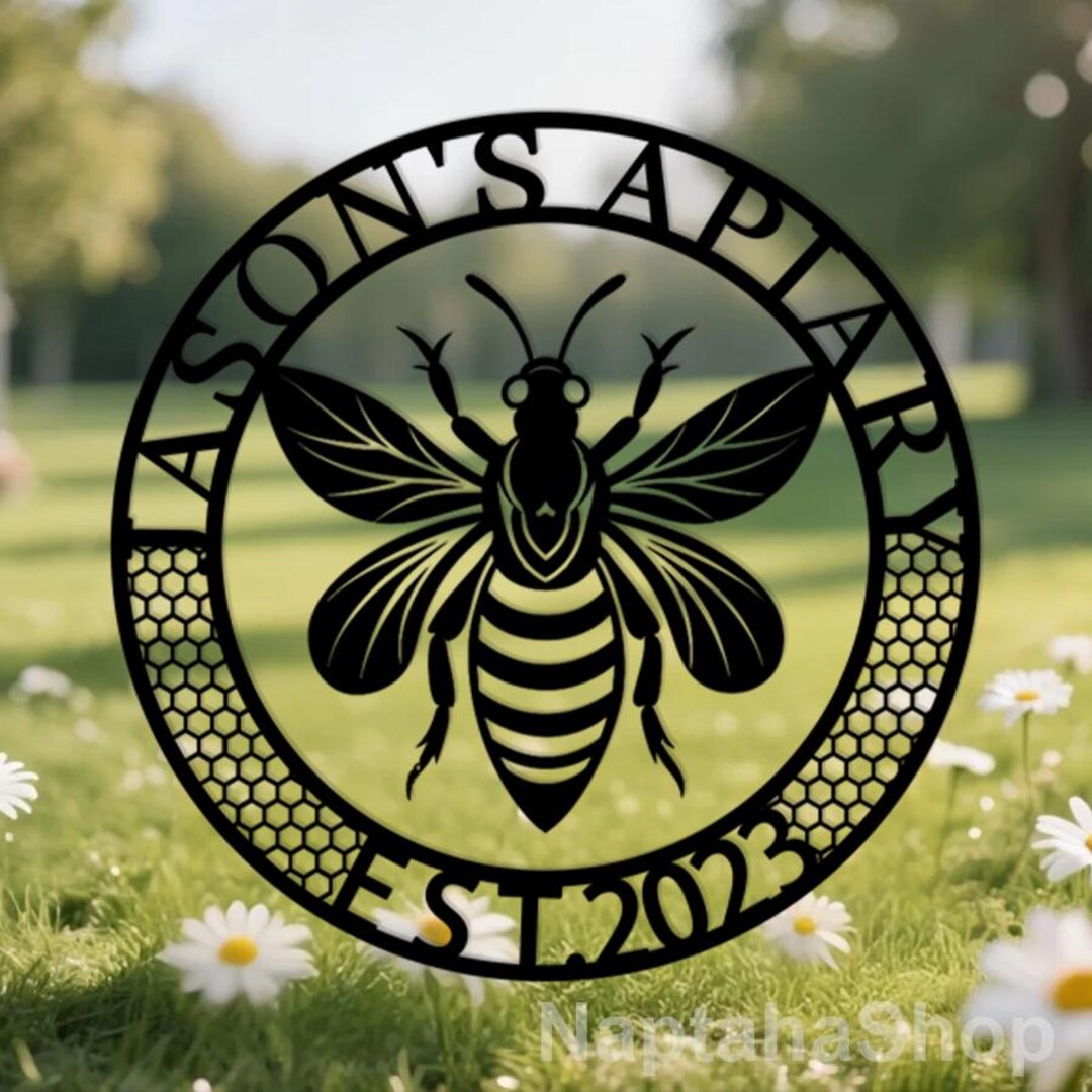 Metal Bee Sign Personalized Honey Bee Sign,custom Metal Bee Decor,custom Garden Sign ...