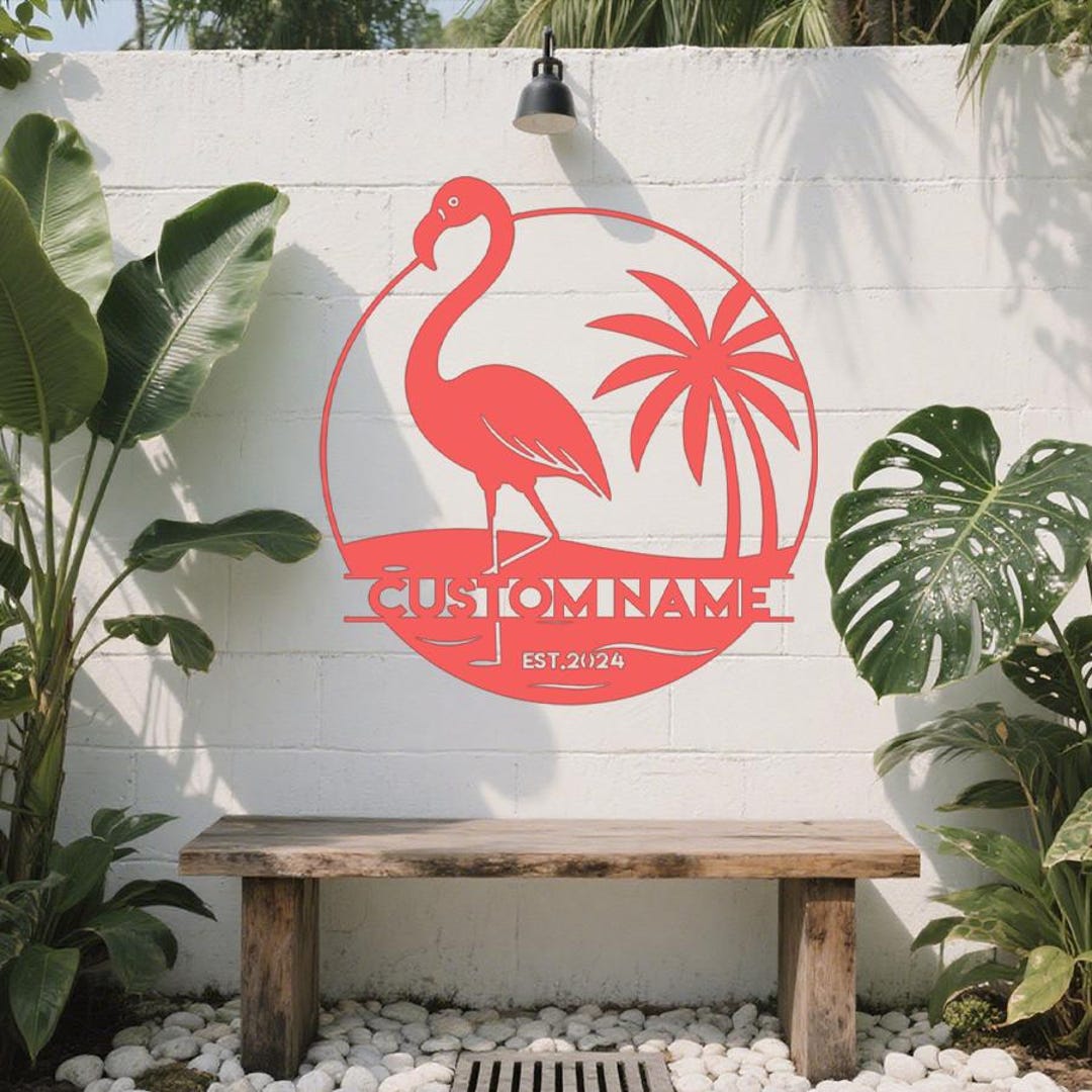 Custom Metal Flamingo Sign, Personalized Flamingo Sign, Beach House ...