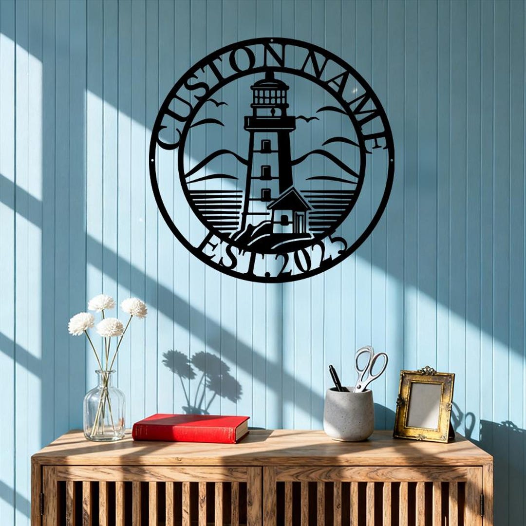 Personalized Lighthouse Metal Wall Art, Lighthouse Sign, Custom ...