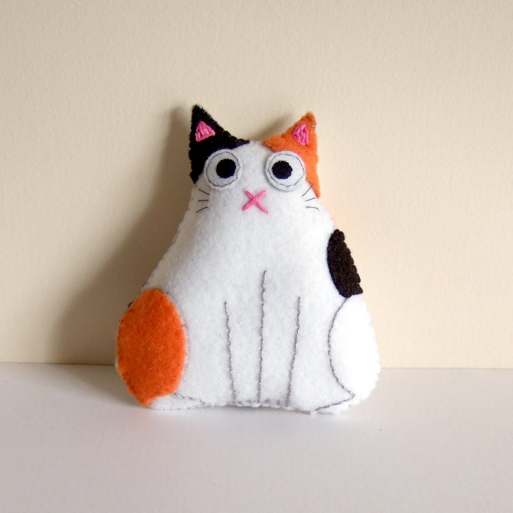 Calico cat plush fat cat plushie white orange and black | Etsy