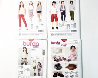 Burda Kids Sewing Patterns | Out of Print | Pants, Shorts, Baby Booties | Uncut Factory Folded