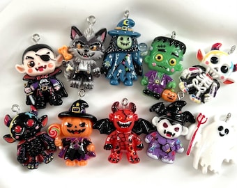 Kawaii Halloween Resin Charms | Spooky Assorted Mix for Jewelry Making