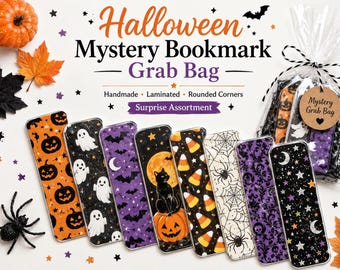 Halloween Mystery Bookmark Bundle | Handmade Laminated Surprise Assortment