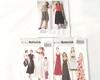 Butterick Sewing Patterns: Retro Halter Dress, Empire Dress, Plus Size Skirt - Uncut