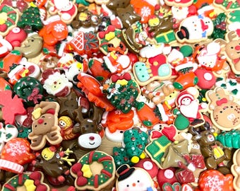 Christmas Resin Cabochons | Holiday Flat Back Charms for DIY Crafts