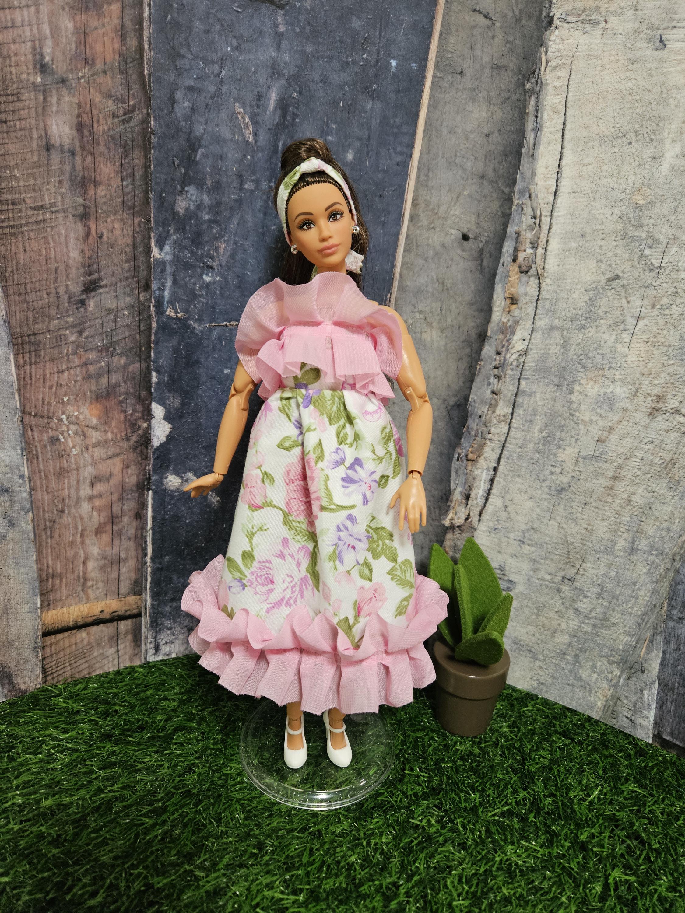 Handgefertigtes Kleid und Stirnband Für 11" Puppen wie Barbie Curvy