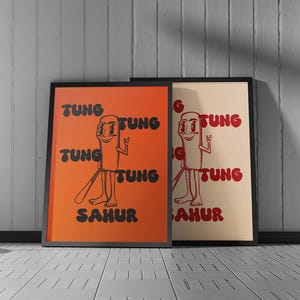 Tung Tung Tung Sahur Italian Funny Brainrot Meme Printable Wall Art Poster Unique Home Room Decor 3 Bundle Color Digital Download
