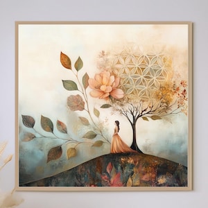 Sacred geometry Flower of Life wall art decor. High-quality digital download.