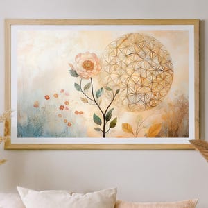Sacred geometry Flower of Life wall art decor. High-quality digital download.