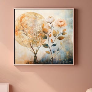 Sacred geometry Flower of Life wall art decor. High-quality digital download.