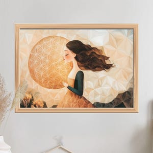 Sacred geometry Flower of Life wall art decor. High-quality digital download.
