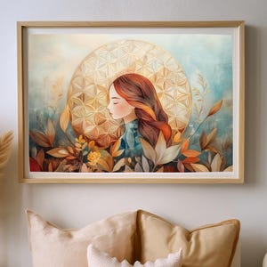 Sacred geometry Flower of Life wall art decor. High-quality digital download.