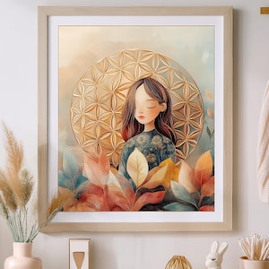Sacred geometry Flower of Life wall art decor. High-quality digital download.