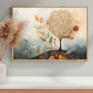 Sacred geometry Flower of Life wall art decor. High-quality digital download.