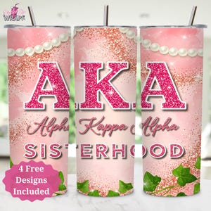 Alpha Kappa Alpha Tumbler Wrap | 20oz Skinny Tumbler Sublimation Wrap | AKA Glitter Sorority Cup Design | Sisterhood PNG | Digital Download