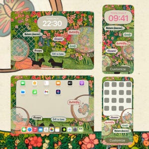 Puppy Garden Wallpaper set |  iPhone&iPad Wallpaper Set | Aesthetic Digital Background | Digital Download | Puppy Lovers | Floral Puppy