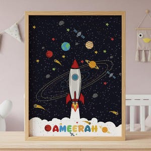 Personalised Space Initial Print,Solar system print,Space Nursery Prints,Outer Space Printable Wall Art , Nursery Decor,space travel