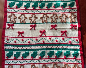 Holly Gingerbread Baby Blanket--Vintage