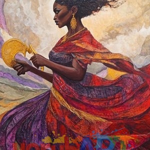 Oya Wall Art Printable – Divine Yoruba Orisha of Wind, Change and Storms – African Spiritual Poster for Altar and Ancestral Worship