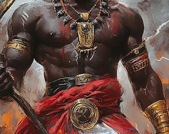 Shango afrikansk Orisha konsttryck – Yoruba åskgudens altardekor (digital nedladdning)