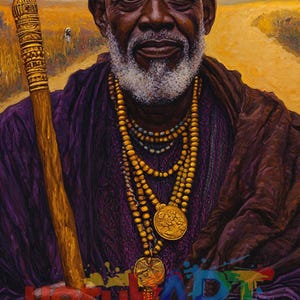 Babalawo Orisha Poster – Yoruba Ifá Priest Digital Art (Download)