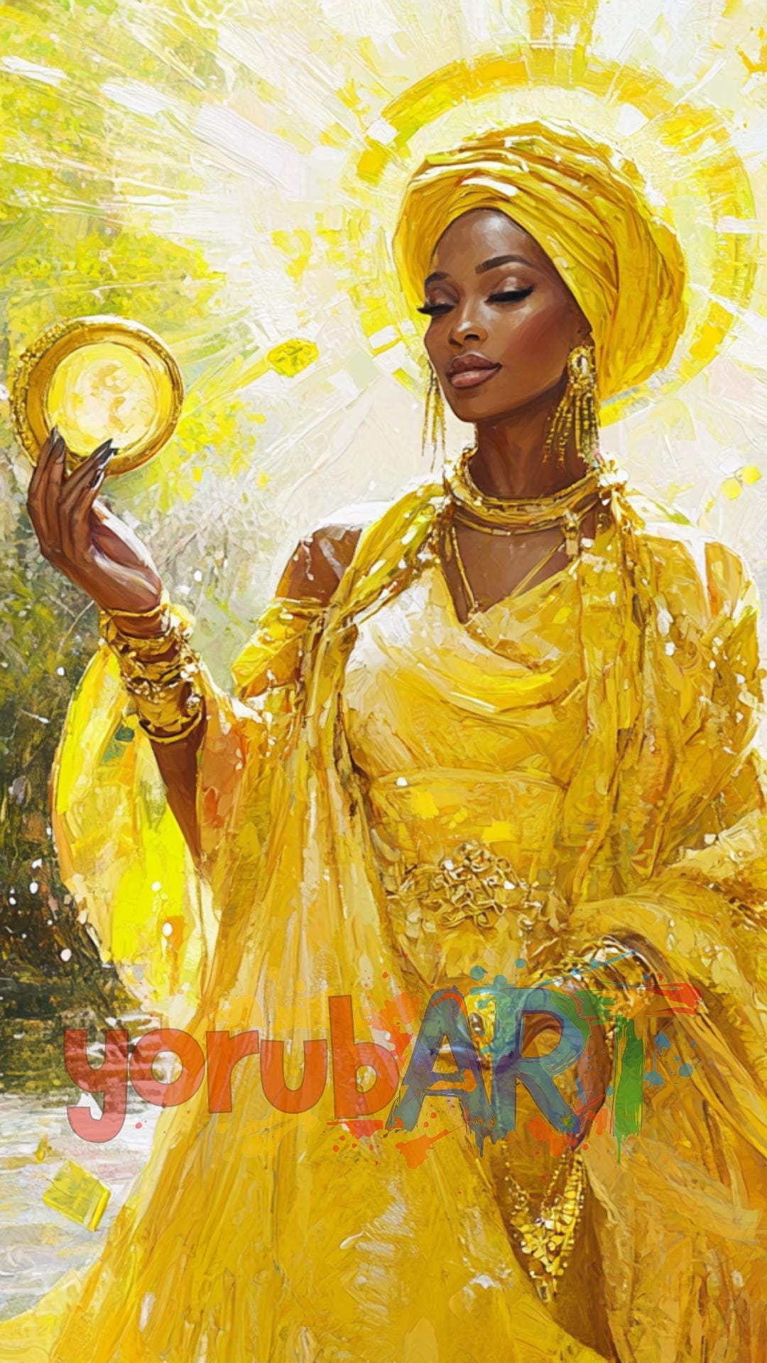 Lampe Oshun Orisha Lamp Kalabash Kürbis Unique Afrika Ochun Nature Gelb